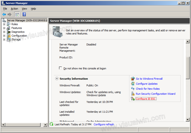 Disabling Internet Explorer Enhanced Security Configuration On Windows